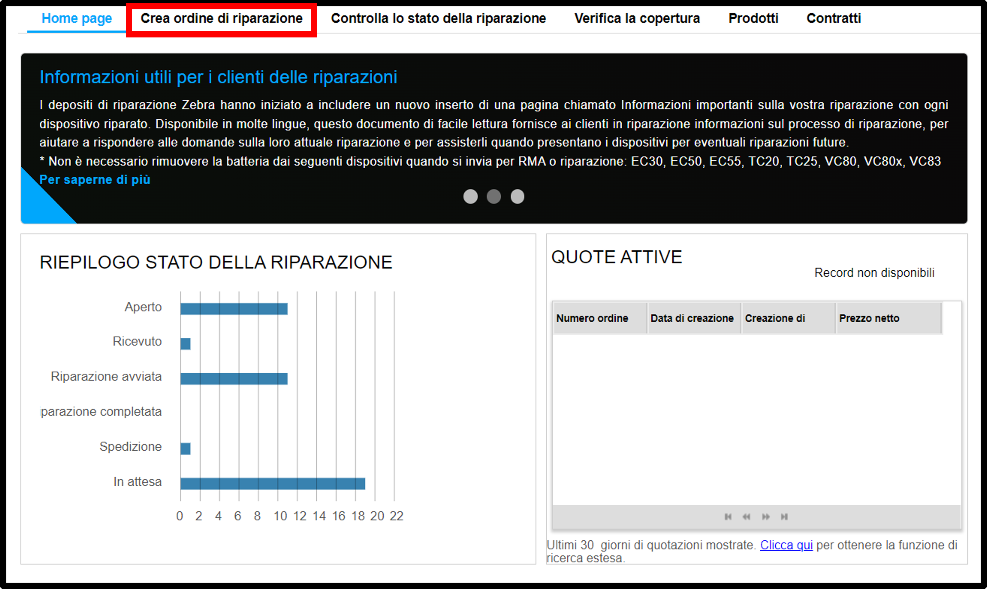 Inviare una schermata di riparazione 1