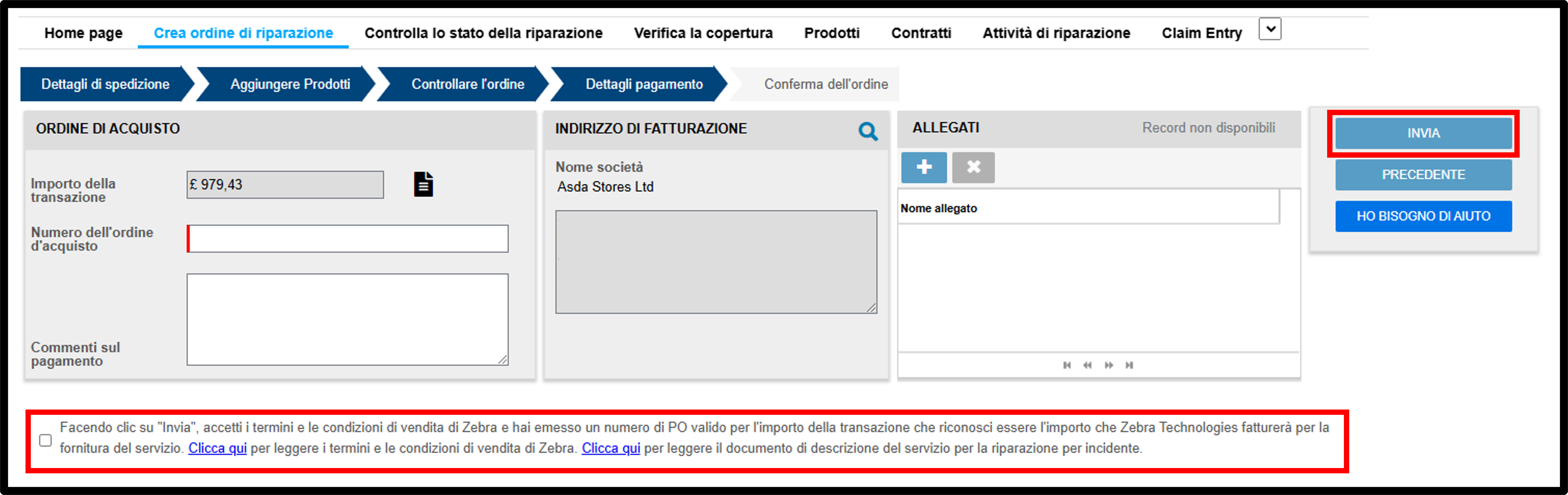 Inviare una schermata di riparazione 15
