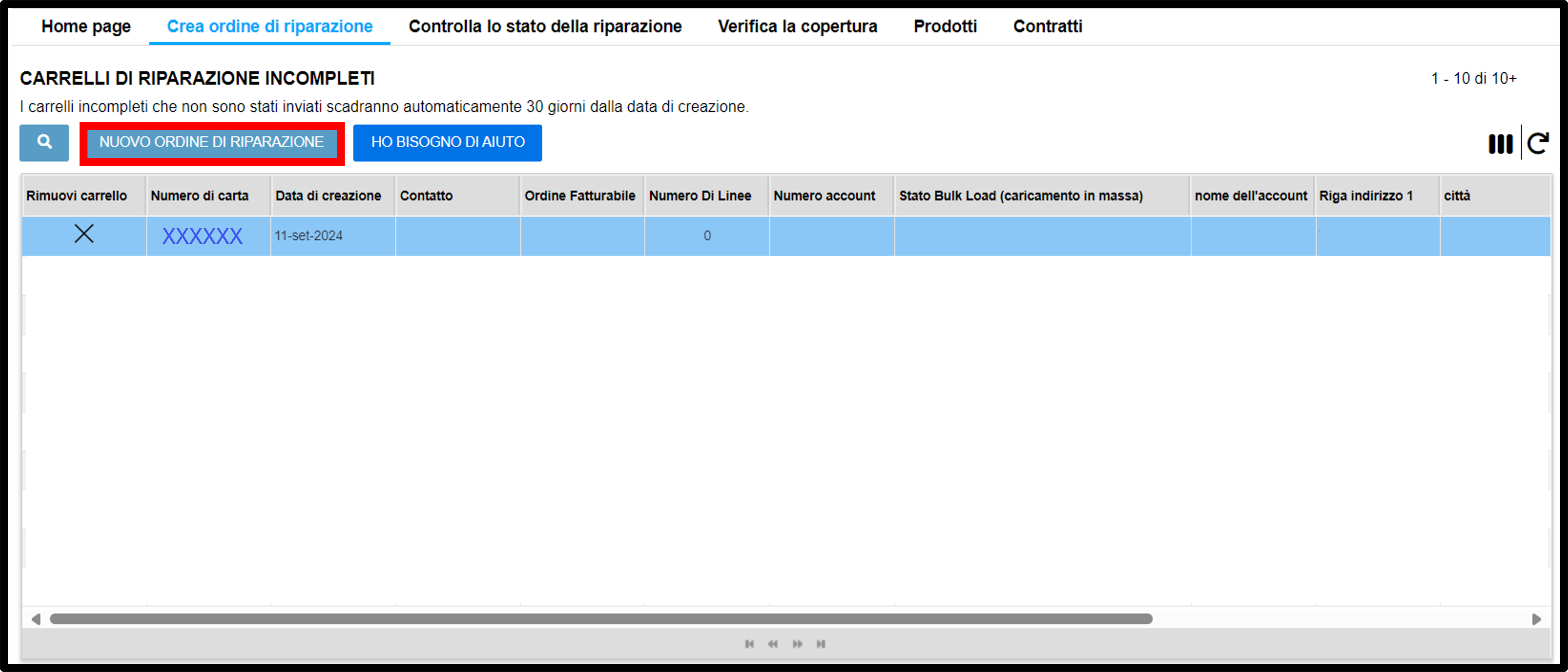 Inviare una schermata di riparazione 2