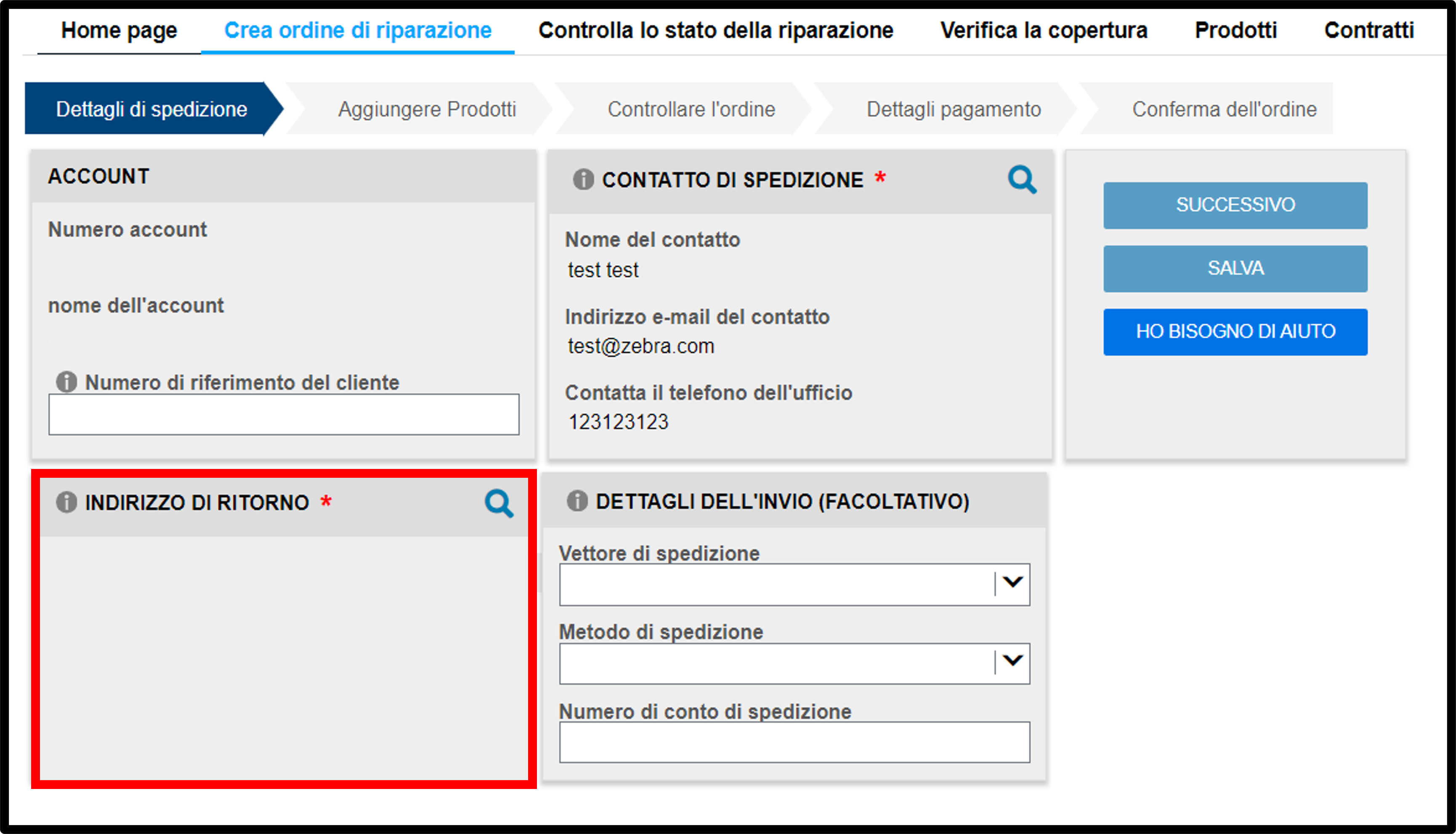 Inviare una schermata di riparazione 5