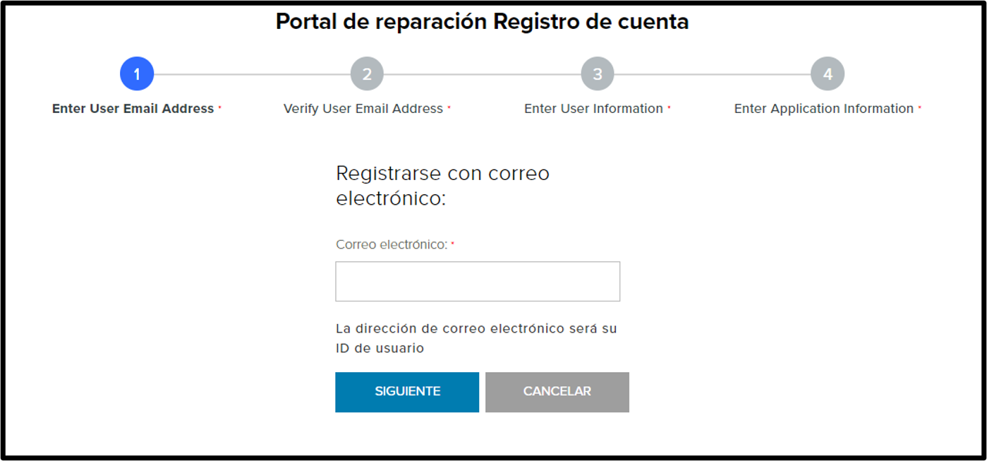 Registro de clientes, captura de pantalla 1