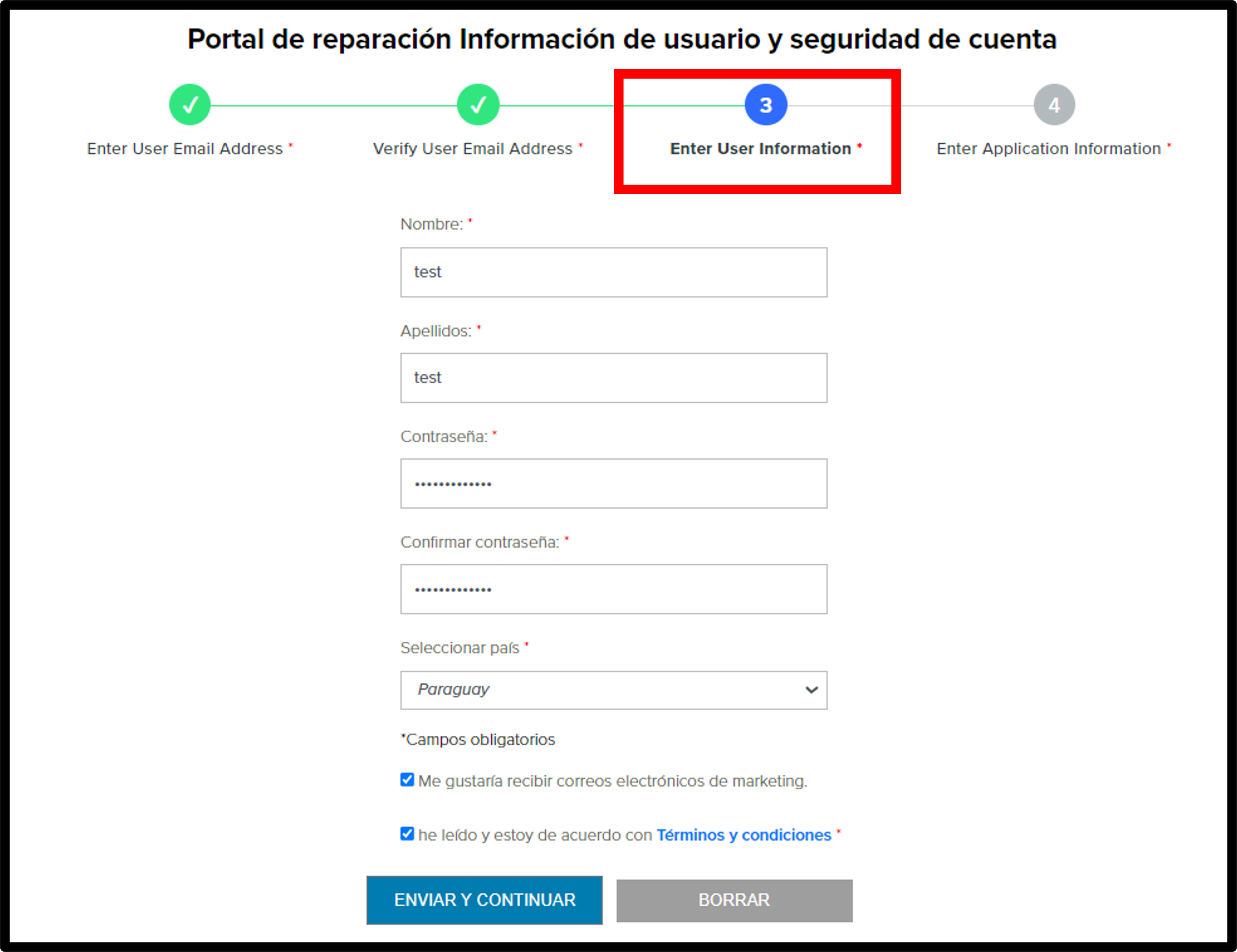 Registro de clientes, captura de pantalla 5