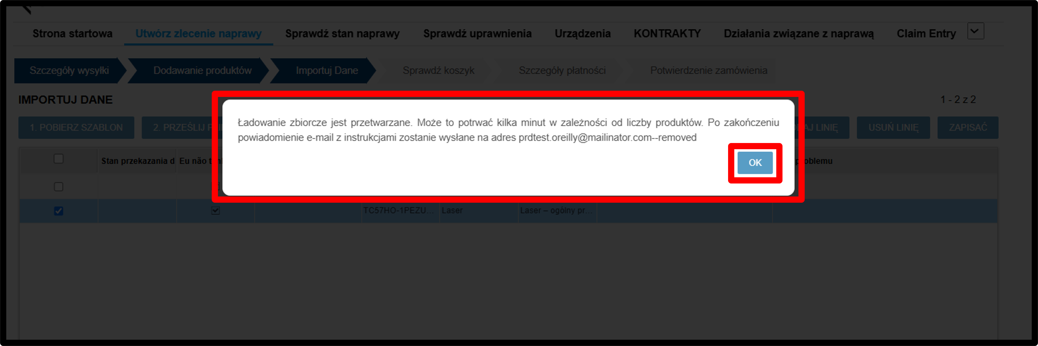 Zrzut ekranu przesyłania zbiorczego 8