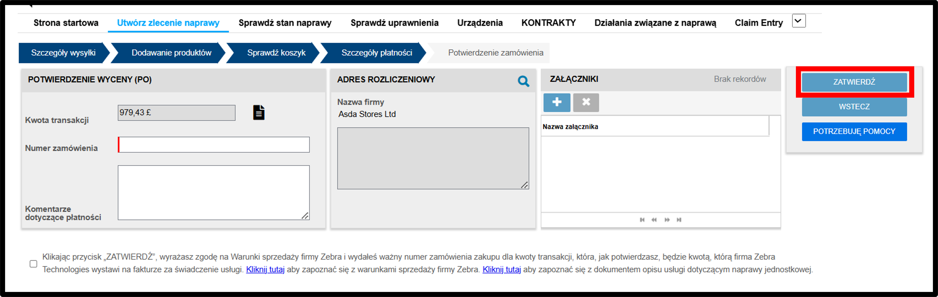 Zrzut ekranu 11 zarządzania wycenami