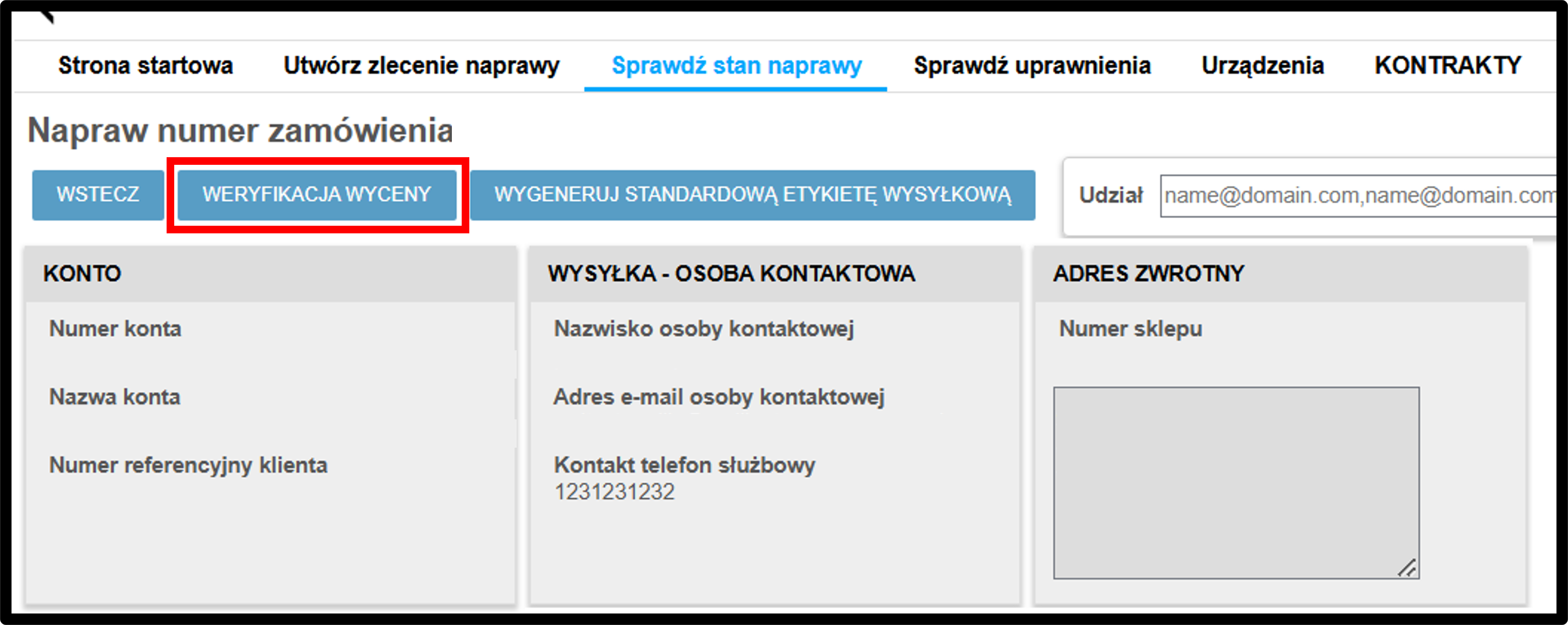 Zrzut ekranu 4 zarządzania wycenami
