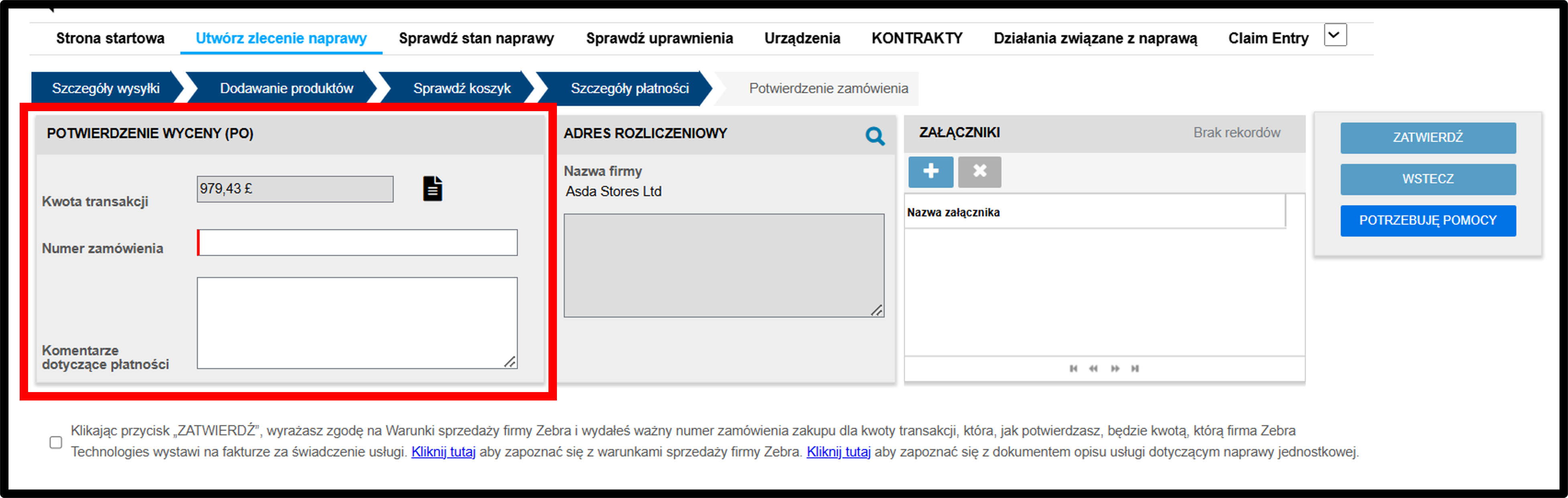 Zrzut ekranu 8 zarządzania wycenami