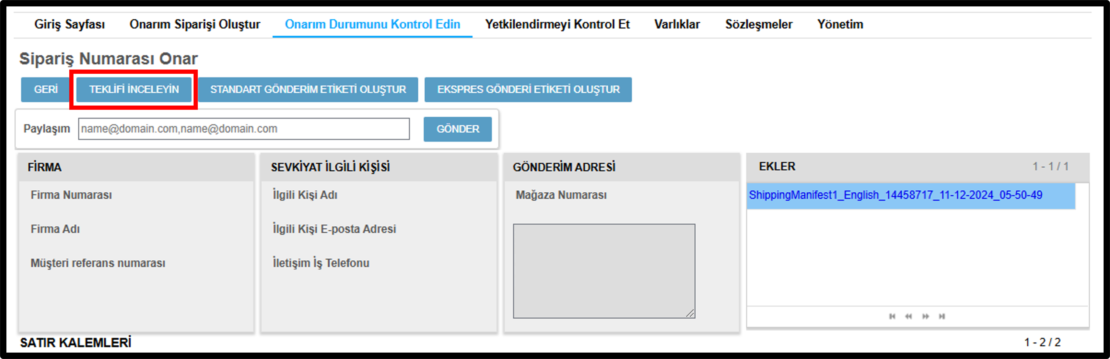 Bir Fiyat Teklifi Yönetin Ekran Görüntüsü 4