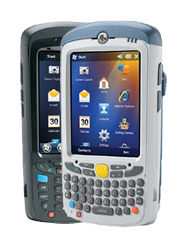 Zebra MC55A0 handheld computers, shown in black and white