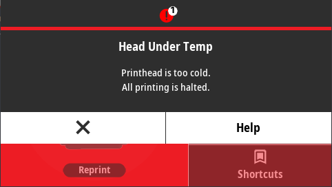 print head under temperature