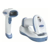 Zebra DS6878\u002DHC healthcare scanner, shown in and out of cradle