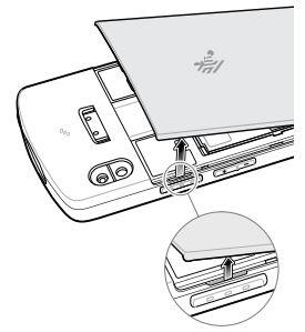 From the notch in the top left corner, use your fingernail or a plastic tool to lift the battery cover